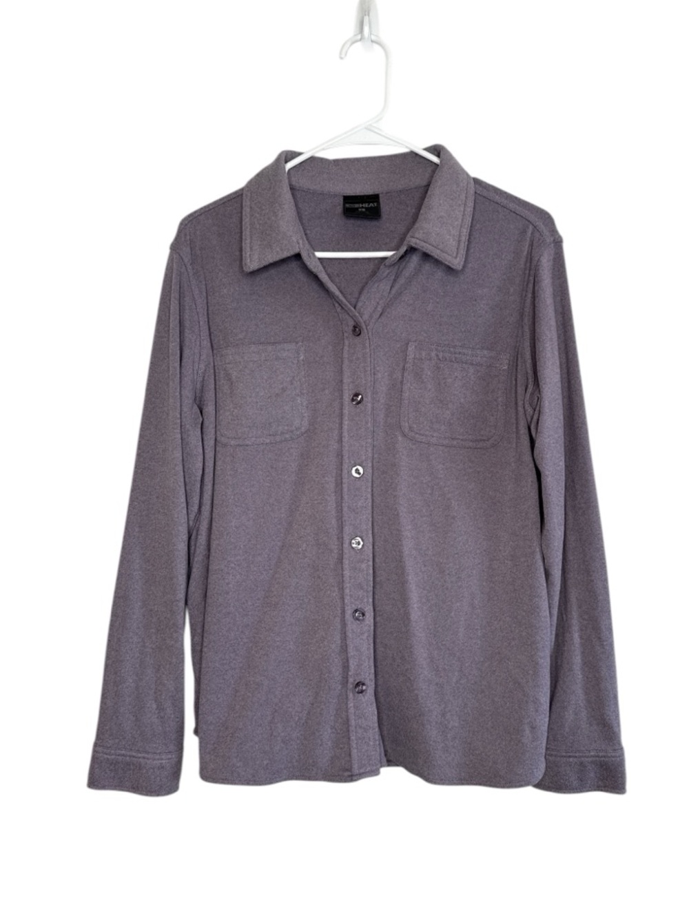 32 Heat Women's Light Purple Fleece Button Up Long Sleeve Shirt Large
